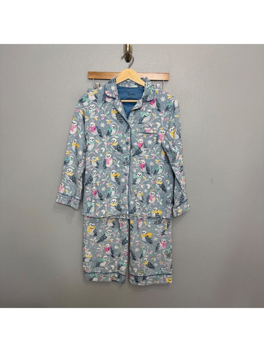 NICK & NORA snowy owl flannel pajama set size XS
